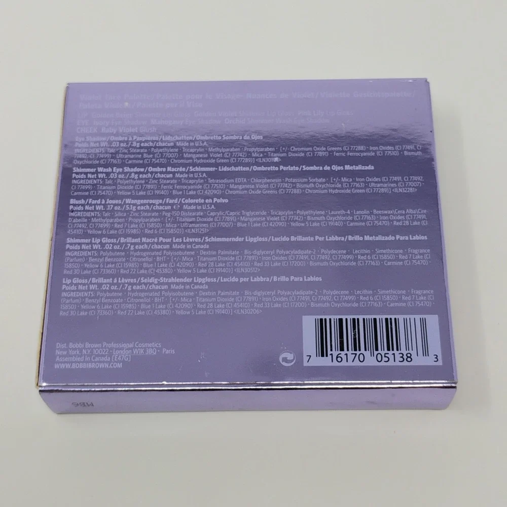 Bobbi Brown Violet Face Palette Lip Gloss Eye Shadow Blush NEW w Flaw SEE NOTE